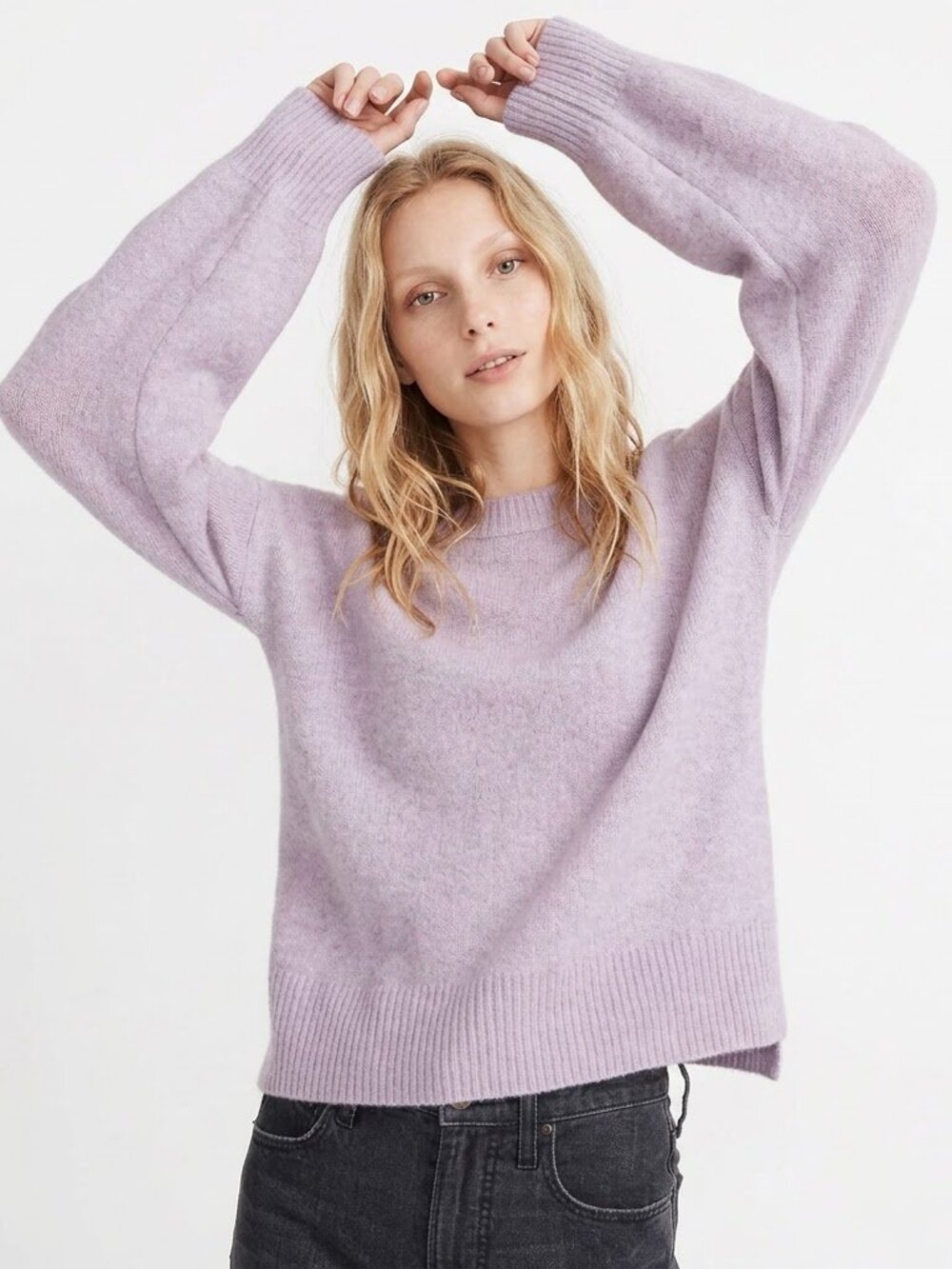 Madewell Wool Blend Balloon-Sleeve Pullover Sweater